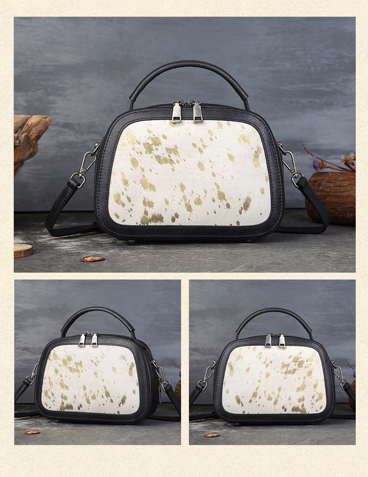 Women's Genuine Leather & Pony Hair Box Bag-Handbags-brown-Free Shipping Leatheretro