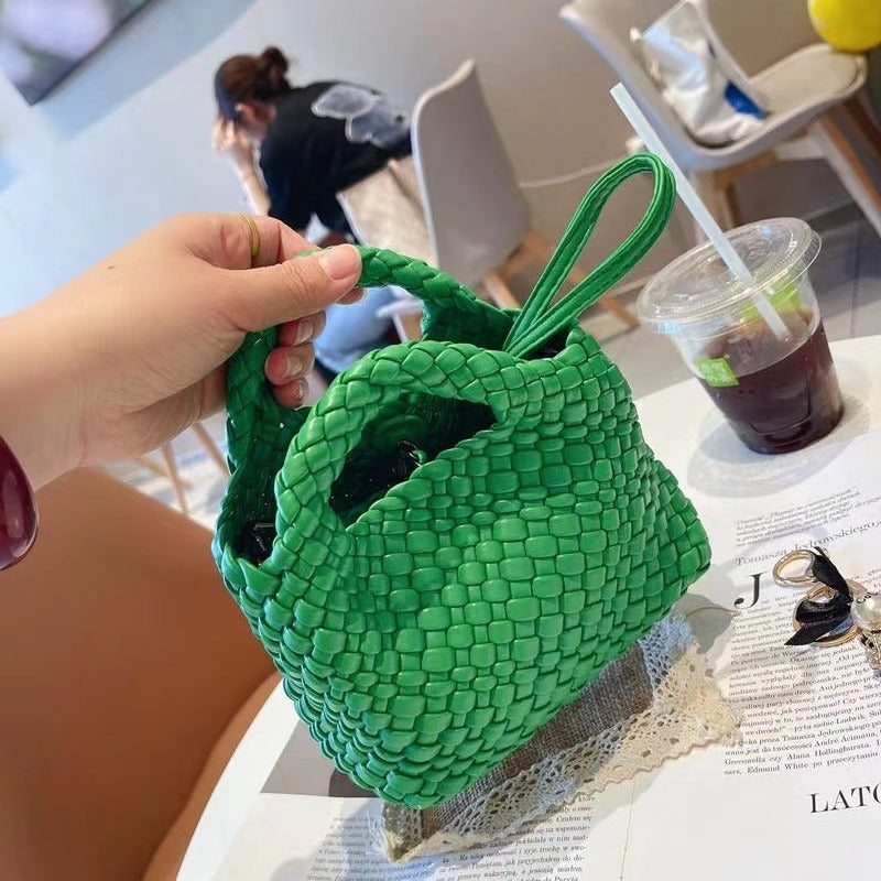 Handwoven Mini Bag – Stylish Tote Handbag-Fruit Green-Free Shipping Leatheretro