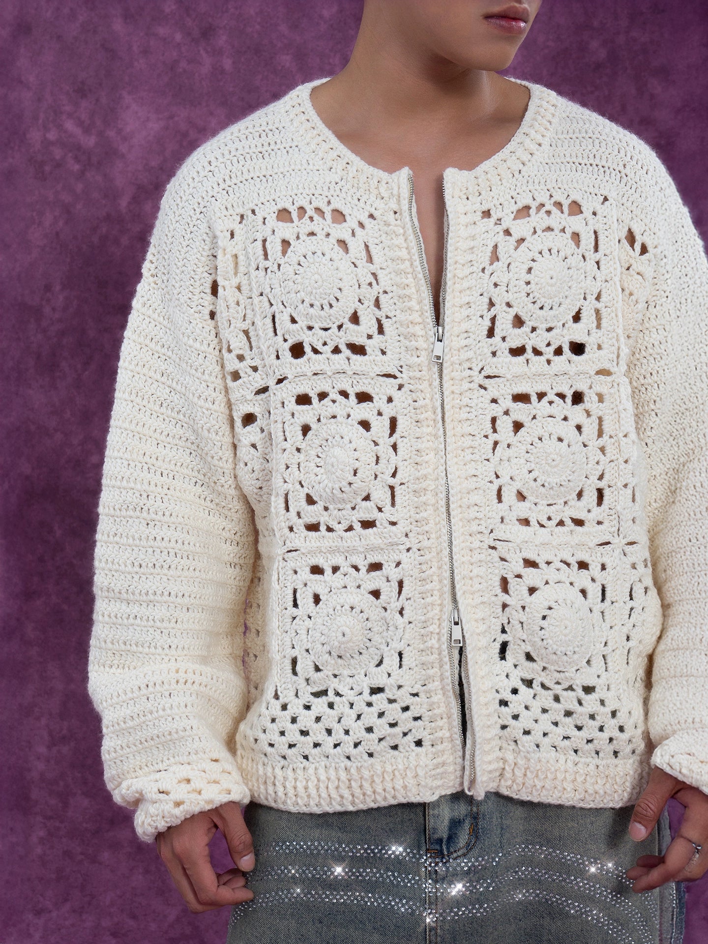 CLP Men's Apricot Crochet Knit Sweater-Apricot-One Size-Free Shipping Leatheretro