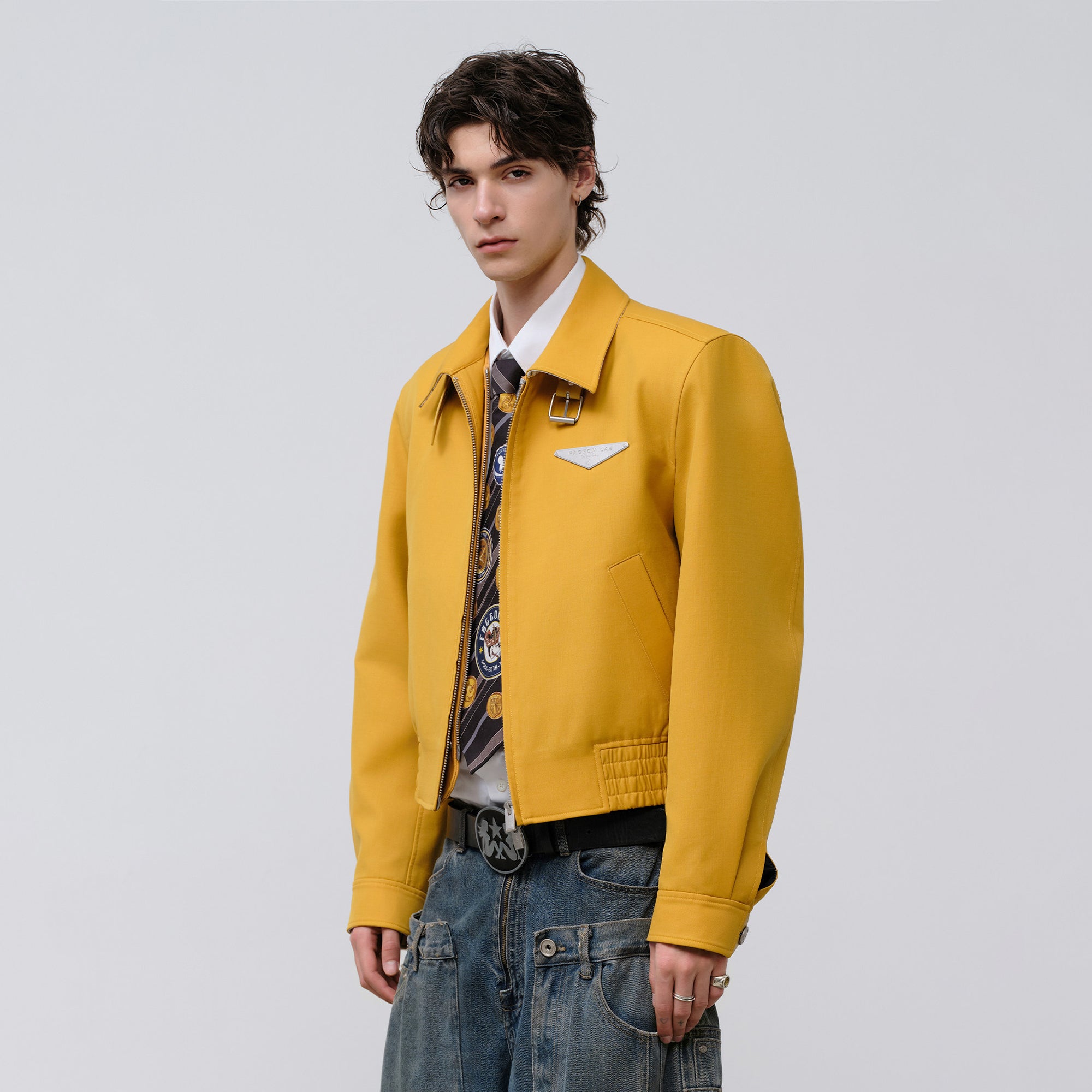 FACEONLAB Cropped Harrington Zip Jacket Yellow-Jacket-M (Preorder)-Free Shipping Leatheretro