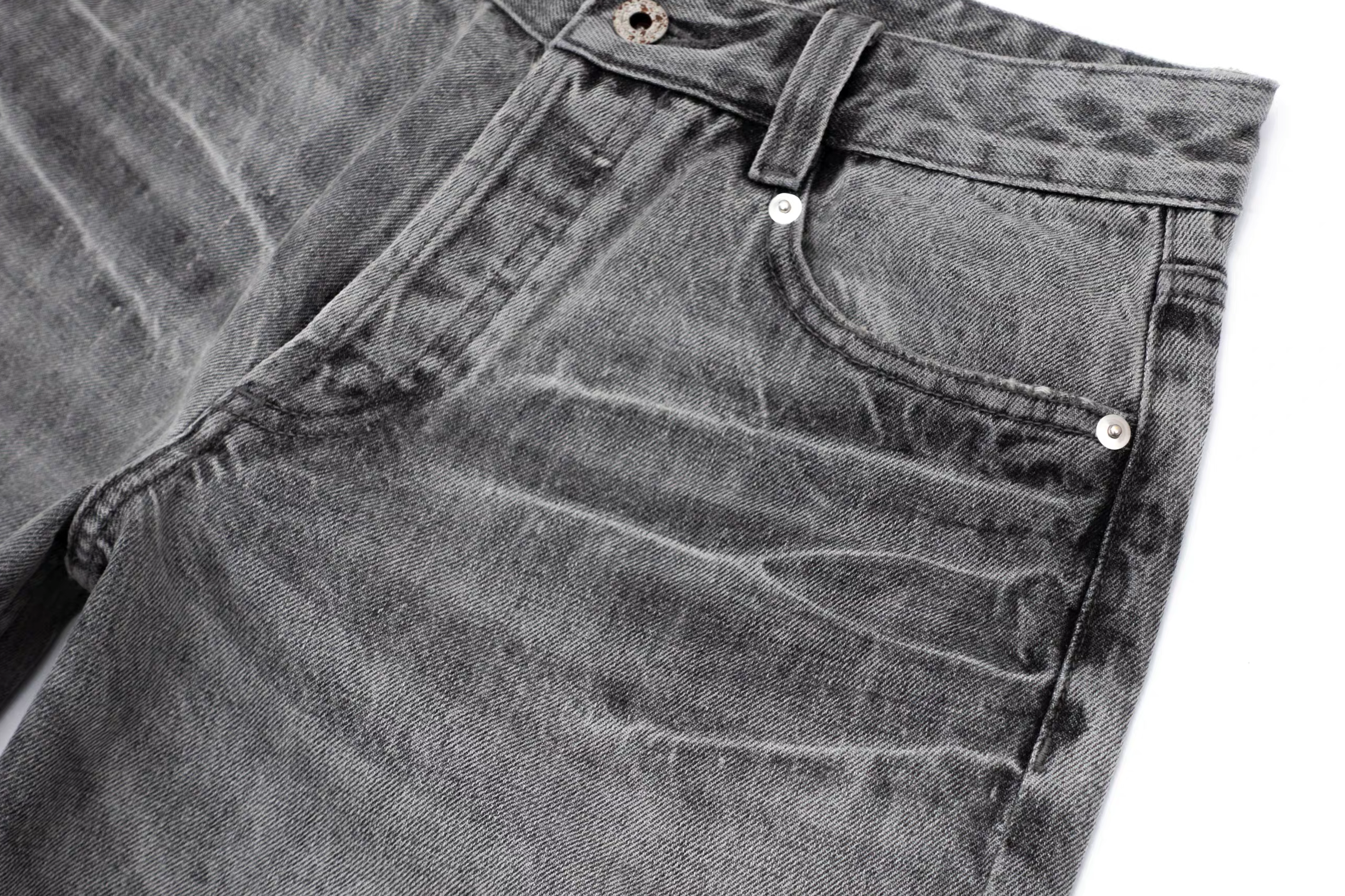 IN EXISTENCE x i Washed Lightning Fade Wide-Leg Jeans Gray-Jeans-XS (0)-Free Shipping Leatheretro