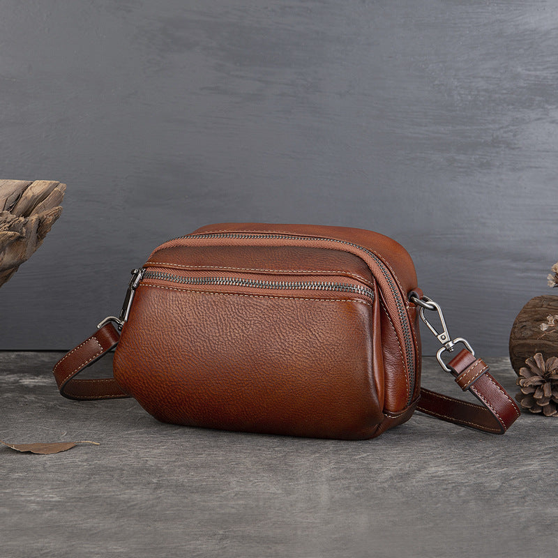 Vintage Distressed Leather Shoulder Bag-Handbags-Brown-Free Shipping Leatheretro