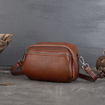 Vintage Distressed Leather Shoulder Bag-Handbags-Brown-Free Shipping Leatheretro