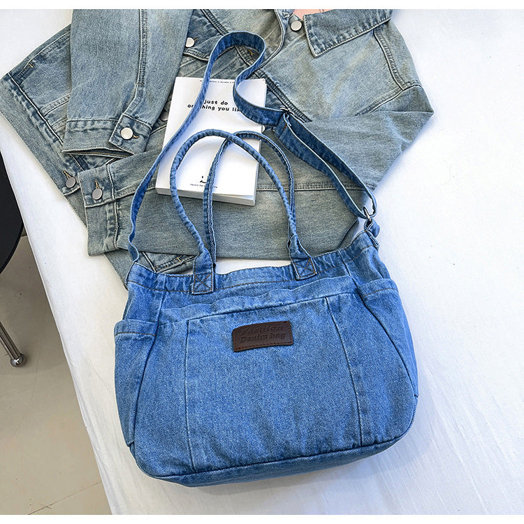Denim Tote Bag for Women-Canvas Bag-Dark Blue-Free Shipping Leatheretro