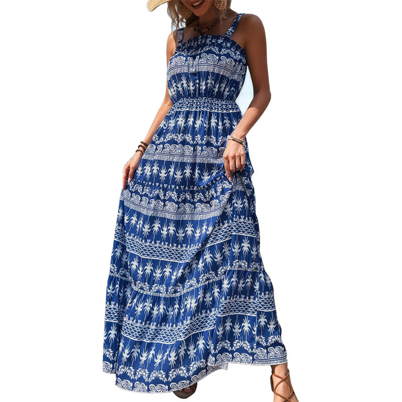 Summer Sleeveless High Waist Long Maxi Dresses-Dresses-Blue-S-Free Shipping Leatheretro