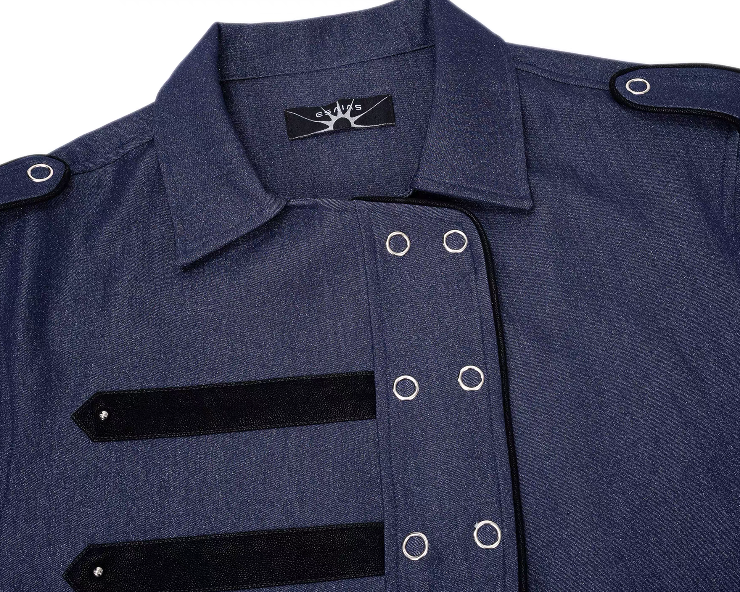 ESAIAS Asymmetrical Rivet-Strap Half Shirt-Half shirt-S-Free Shipping Leatheretro