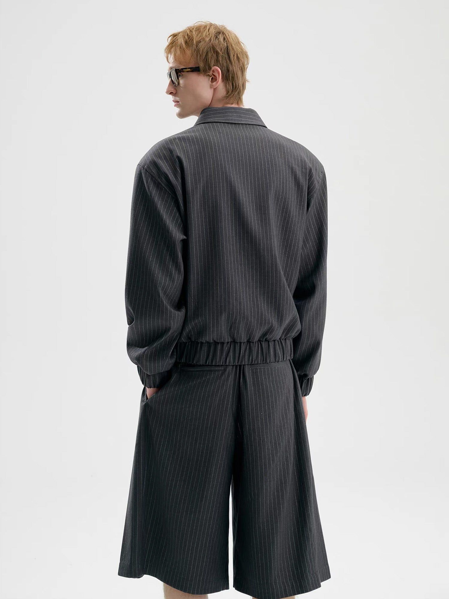 TIWILLTANG Pleated Pinstripe Skirt Shorts-Shorts-S-Black-Free Shipping Leatheretro