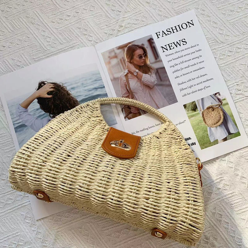Women's Large Capacity Boho Woven Crossbody Bag-Beige-Free Shipping Leatheretro