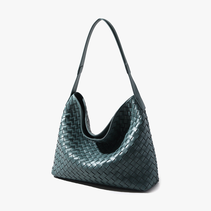 Handwoven Leather Crossbody Bag-Handbags-Green-Free Shipping Leatheretro