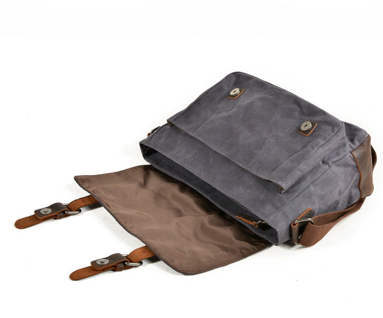 Men's Vintage Waxed Canvas Crossbody Bag-khaki-Free Shipping Leatheretro