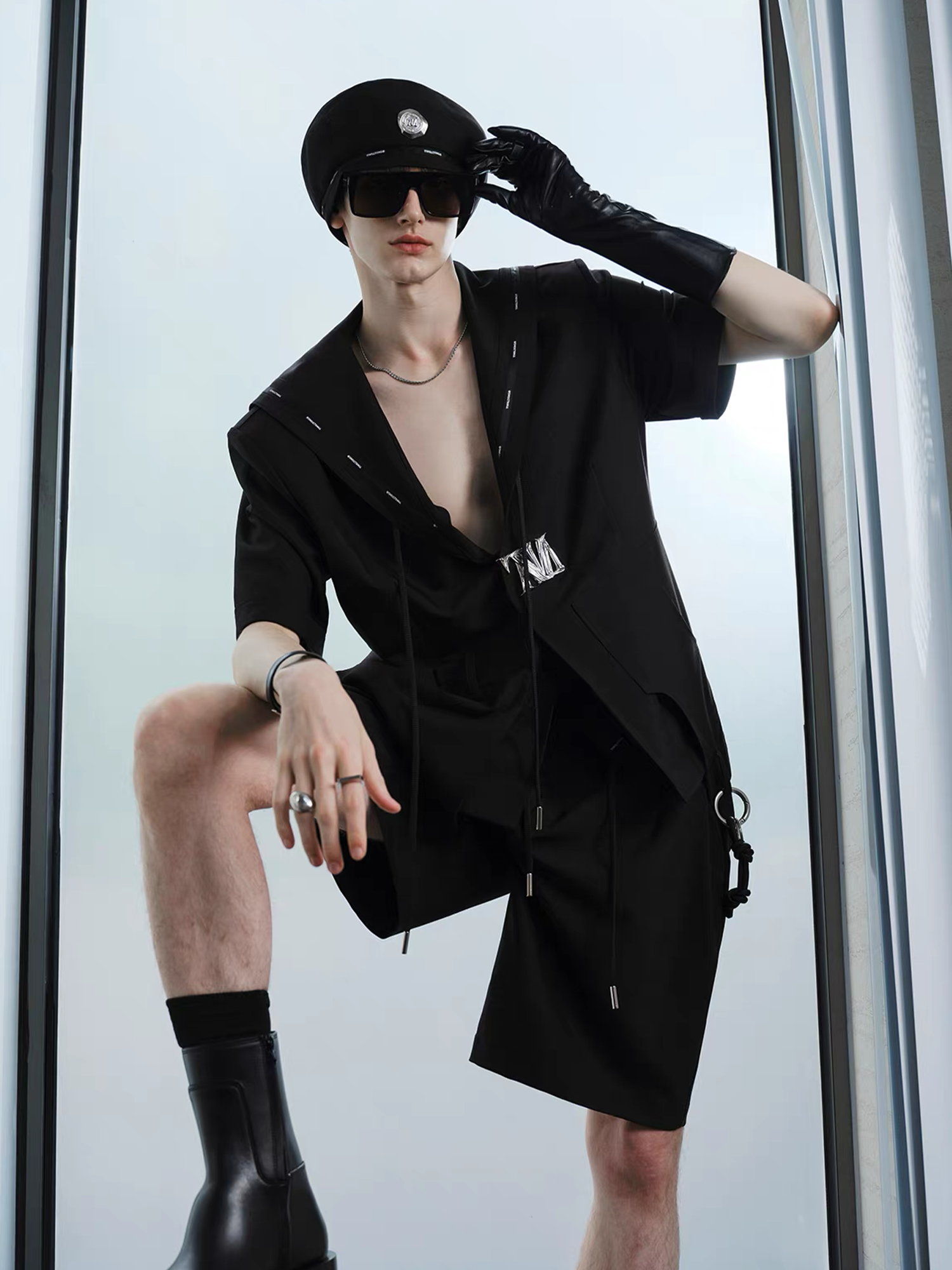 TIWILLTANG Minimal Sailor Collar Shirt-Shirt-S-White-Long-Free Shipping Leatheretro
