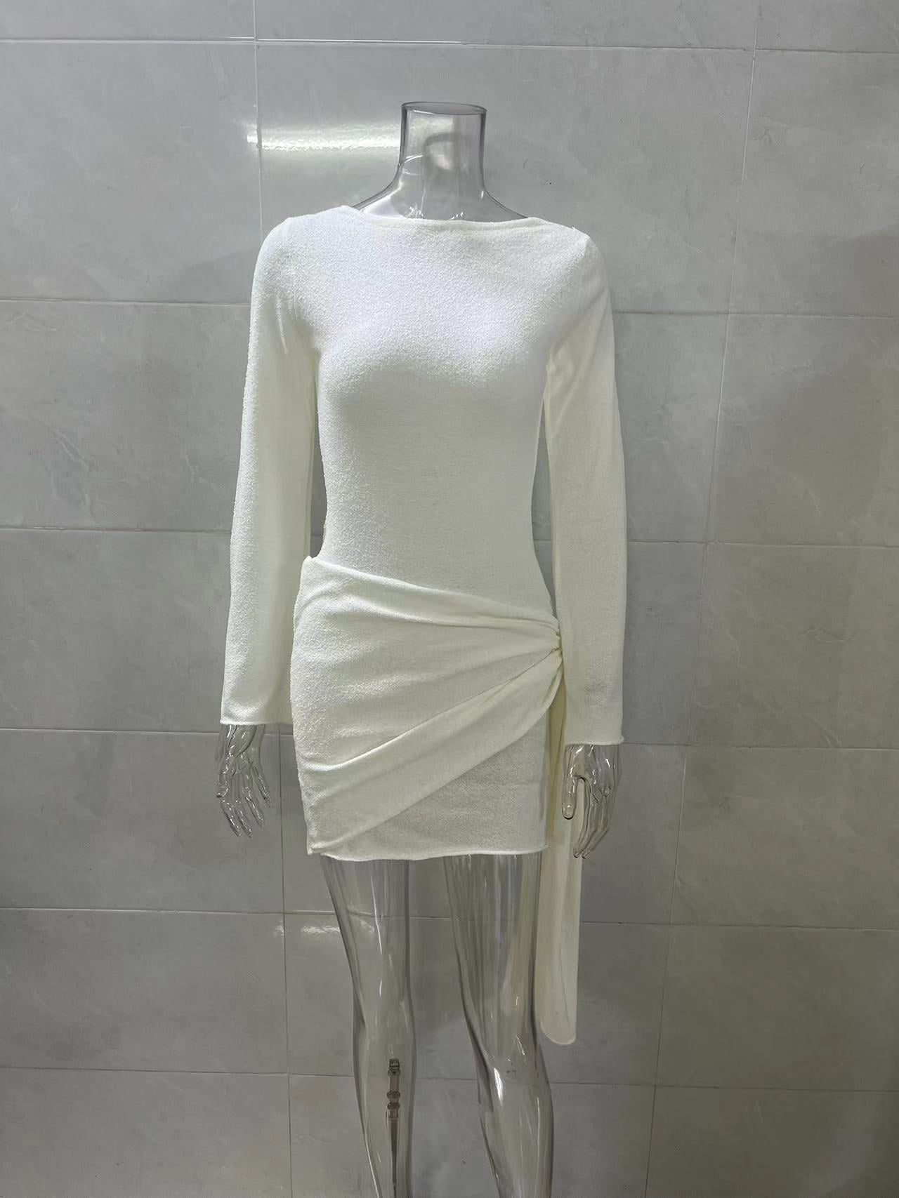 Sexy Summer Knitted Mini Dress-Dresses-White-S-Free Shipping Leatheretro