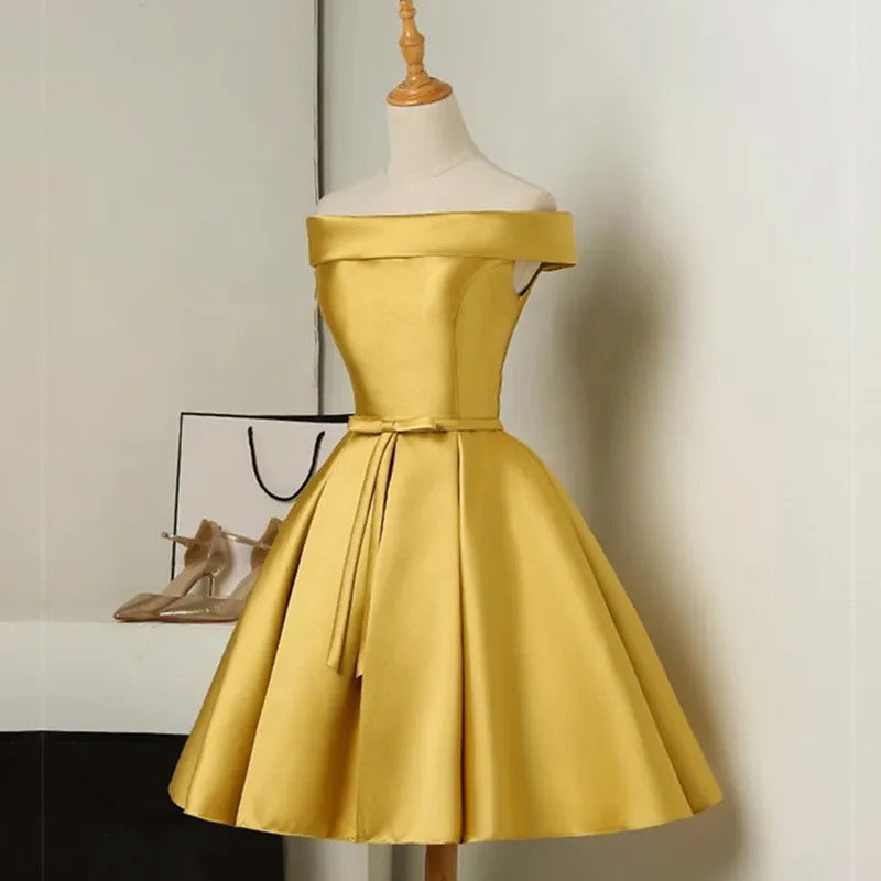 Elegant Fashion Mini Party Dresses-Dresses-Golden-S-Free Shipping Leatheretro