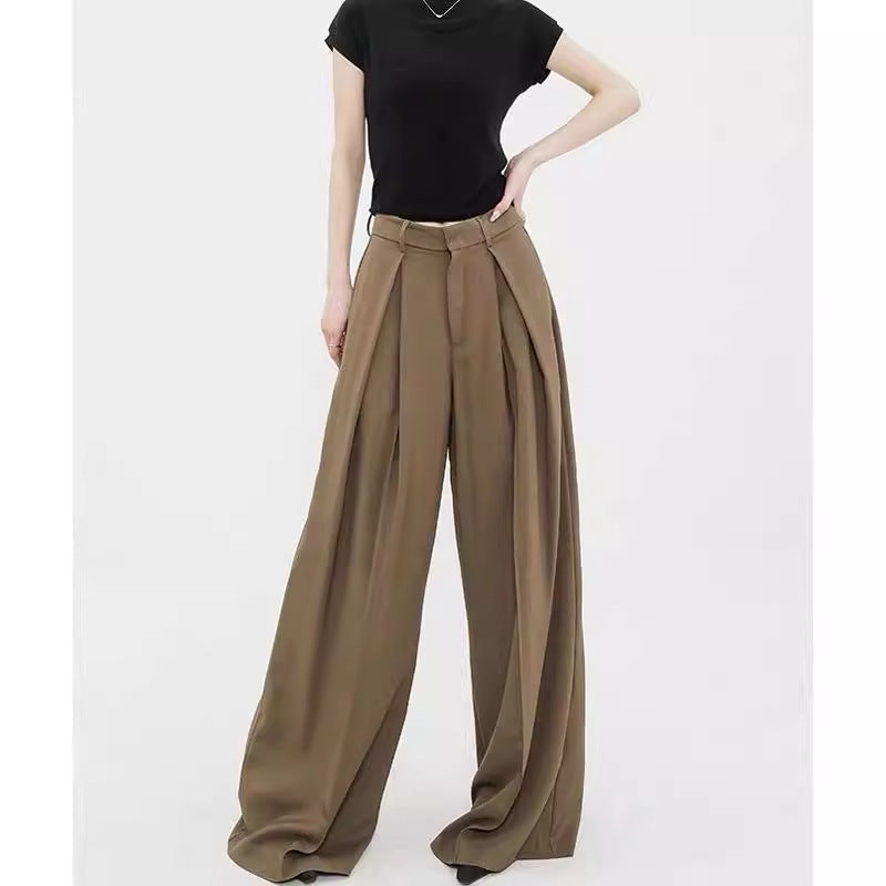 Casual High Waist Loose Wide Legs Pants-Pants-Black-S-Free Shipping Leatheretro