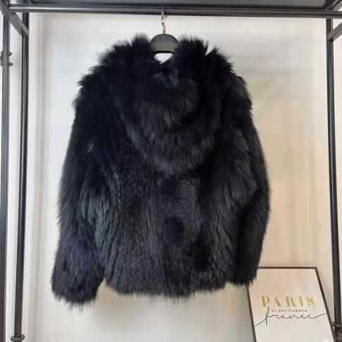 Casual Faux Fox Fur Overcoats for Women-Outerwear-Black-S-Free Shipping Leatheretro