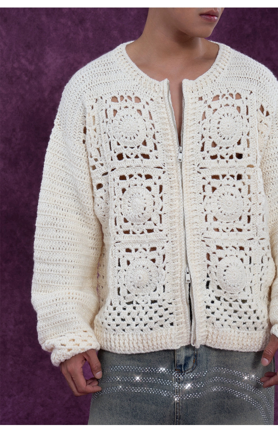 CLP Men's Apricot Crochet Knit Sweater-Apricot-One Size-Free Shipping Leatheretro