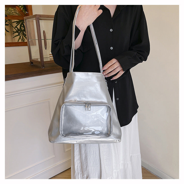 Women's Large Tote Backpack-White-Free Shipping Leatheretro