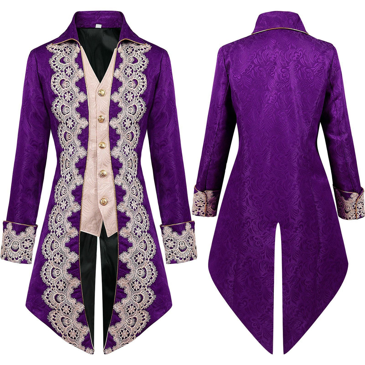 Men's Gothic Victorian Frock Coat-Purple-S-Free Shipping Leatheretro