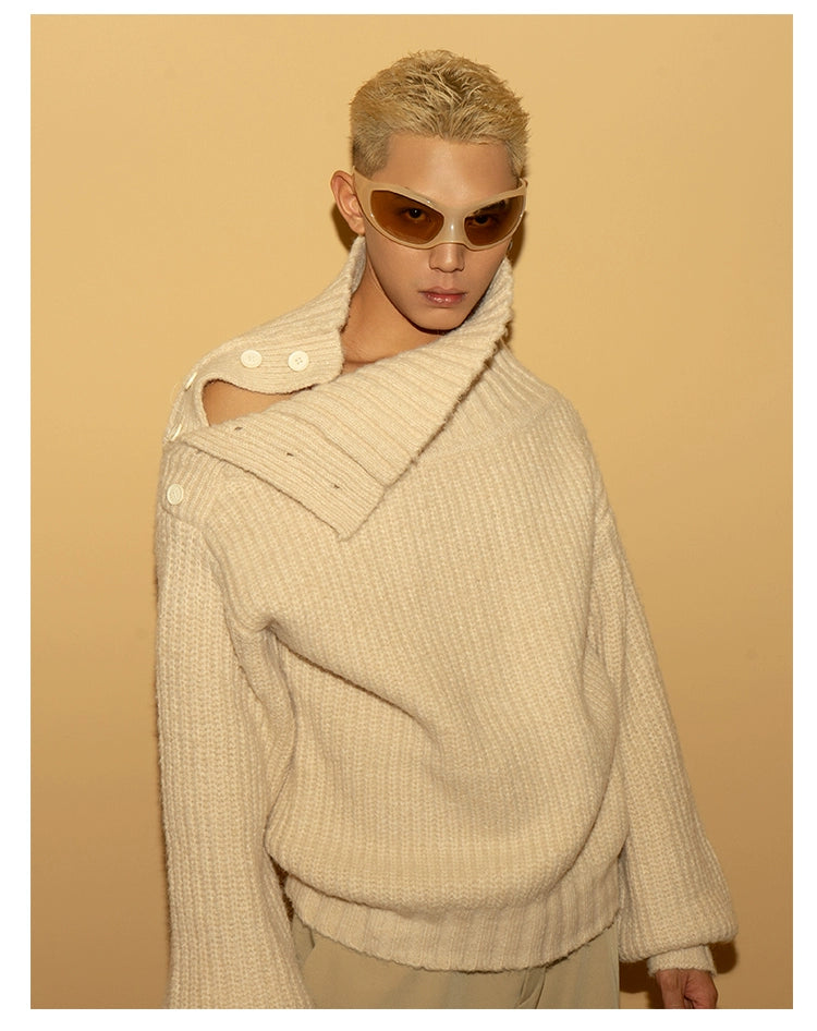 CLP Men's Apricot Cable-Knit Turtleneck Sweater-Apricot-S-Free Shipping Leatheretro