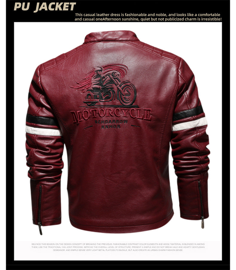 Men's Motorcycle Racing Faux Leather Jacket-red-EUR S-Free Shipping Leatheretro