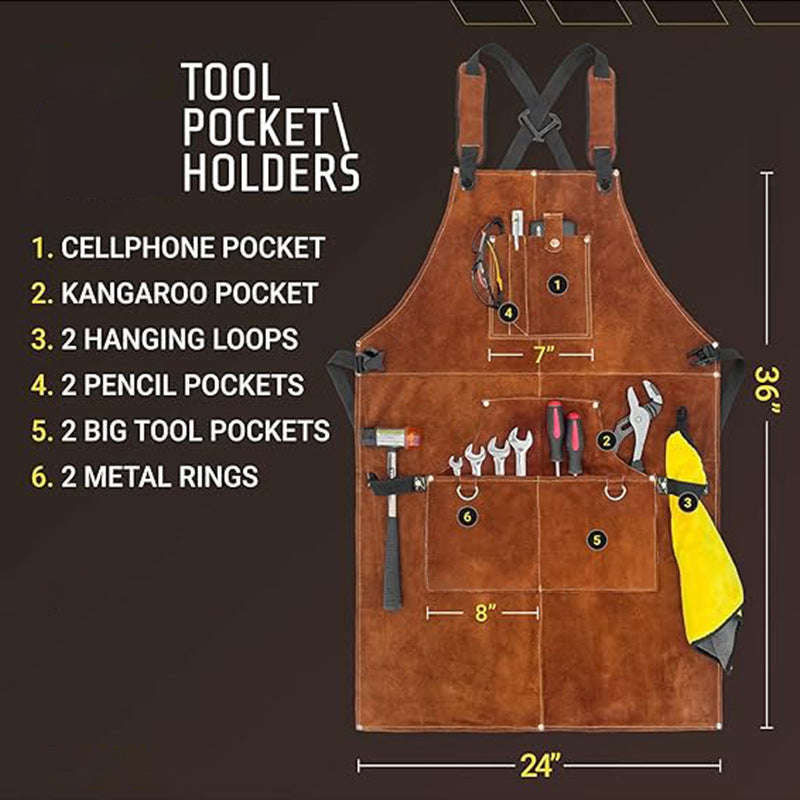 Flame-Resistant & Waterproof Work Apron-Apron-Brown-Free Shipping Leatheretro