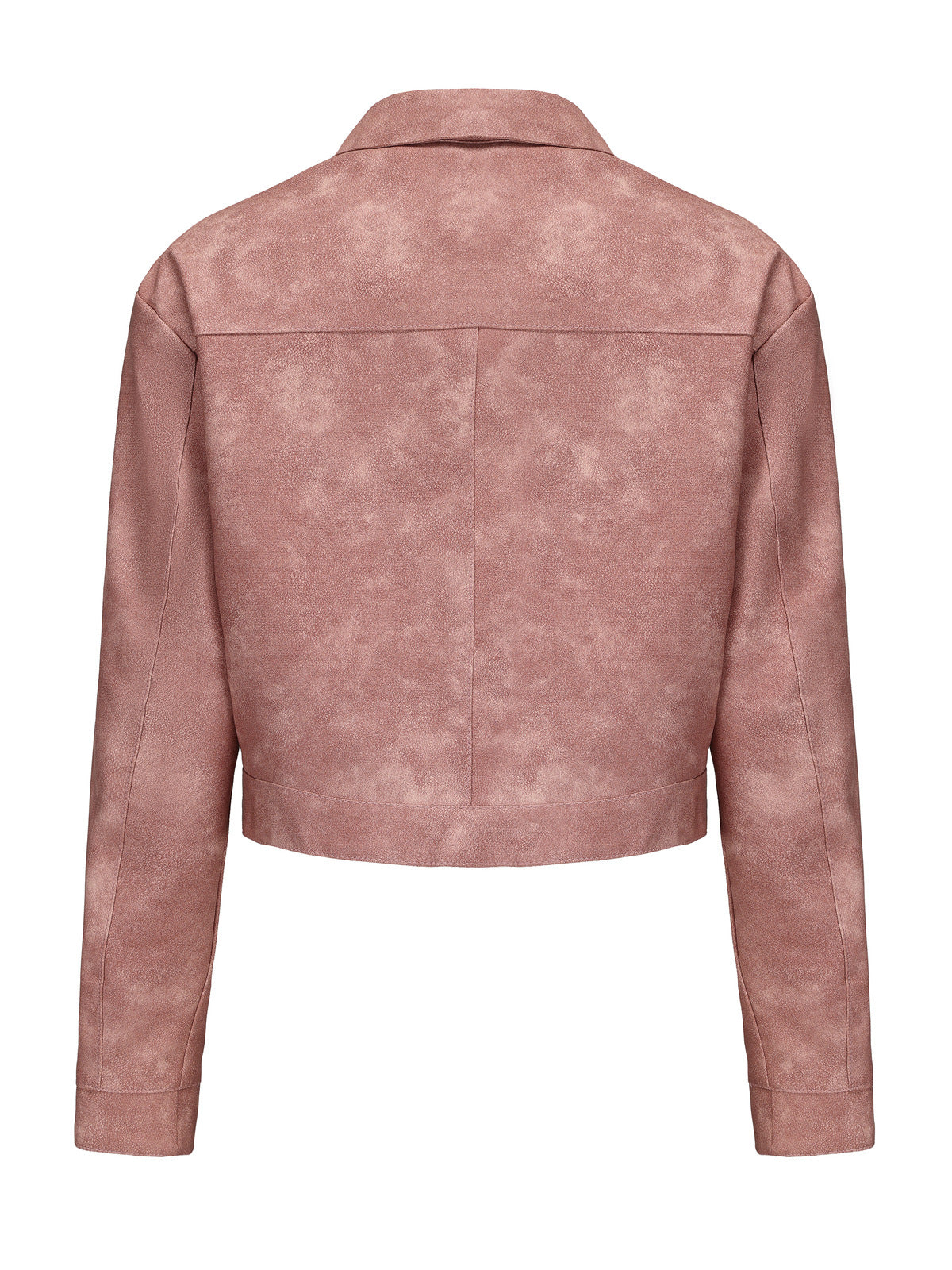 Women's Faux Leather Jacket-Lotus root pink #7-S-Free Shipping Leatheretro