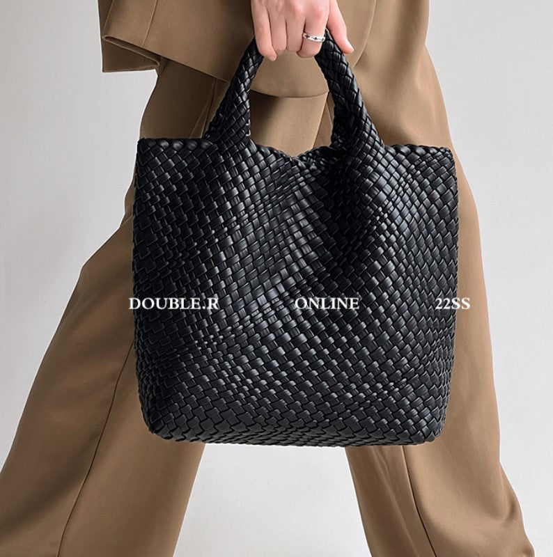 Handwoven Faux Leather Large Tote Bag for Women-Fruit green-Free Shipping Leatheretro