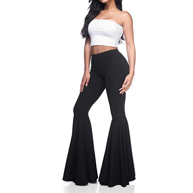 Sexy High Waist Mermaid Flare Pants-Pants-White-S-Free Shipping Leatheretro