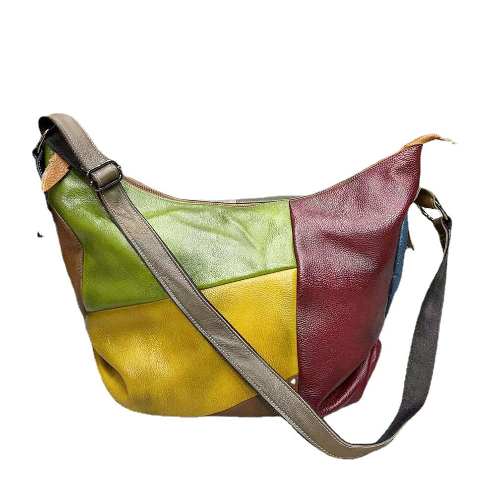 Large Genuine Leather Crossbody Sling Bag-Colorful-Free Shipping Leatheretro