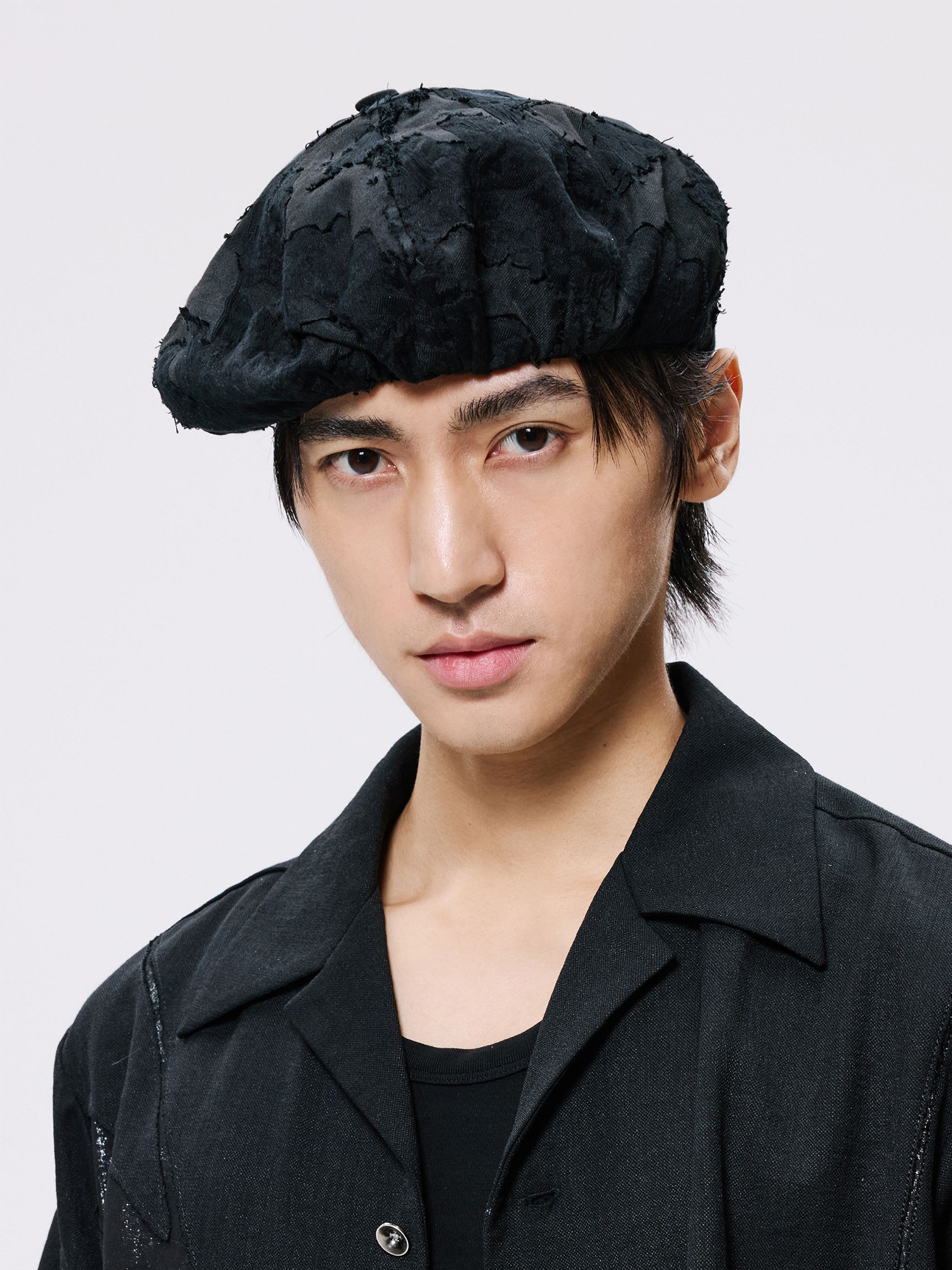 ALVNG AR ANTS Burnout Jacquard Paneled Acetate Beret-Hat, Cap, Beanie-Brown-Free Shipping Leatheretro
