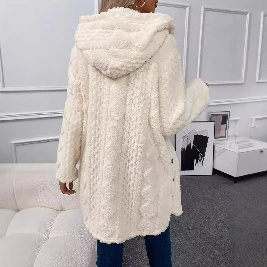 Fashion Warm Velvet Cardigan Winter Overcoats-Outerwear-Ivory-S-Free Shipping Leatheretro