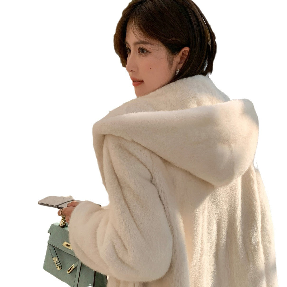 Fashion Women Faux Fur Hoodies Coats for Women-Outerwear-Ivory-S-Free Shipping Leatheretro