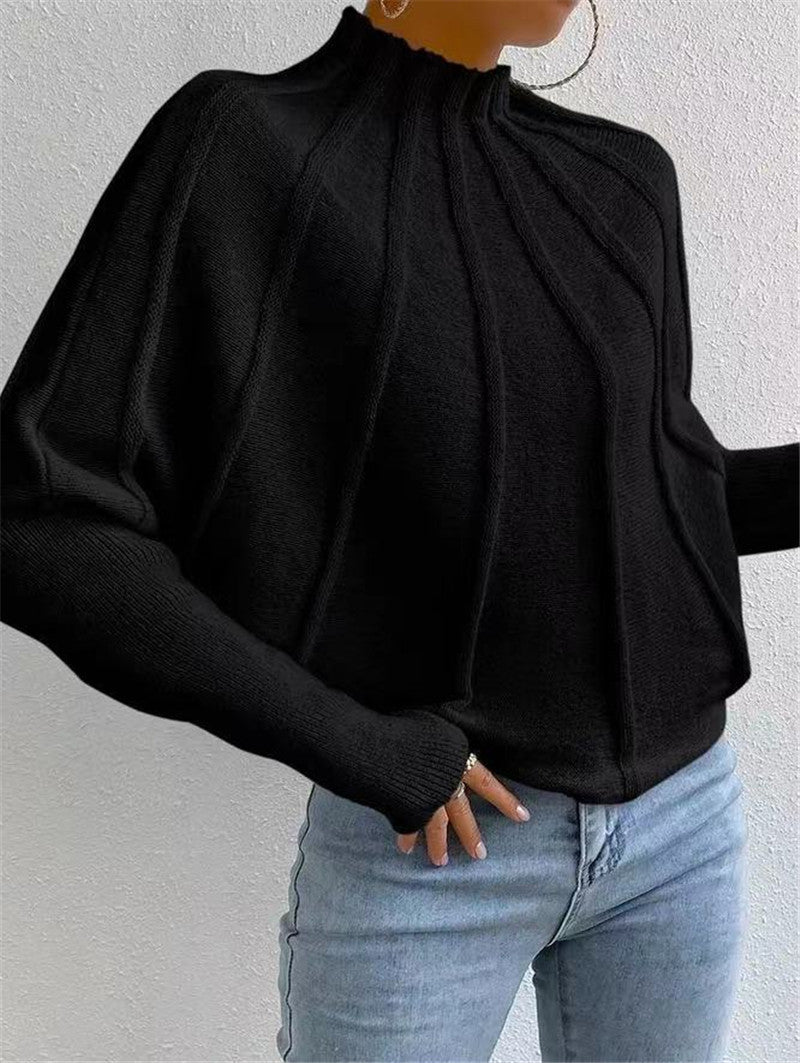 Casual High Neck Pullover Knitted Sweaters-Sweater&Hoodies-Black-S-Free Shipping Leatheretro