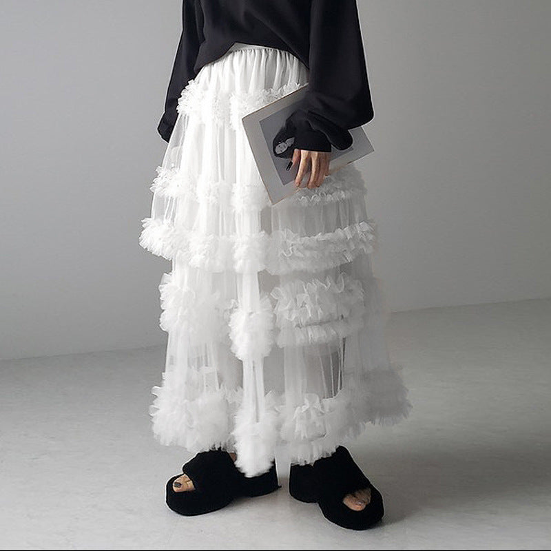 Designed Summer Net A Line Skirts-Skirts-Black-One Size-Free Shipping Leatheretro