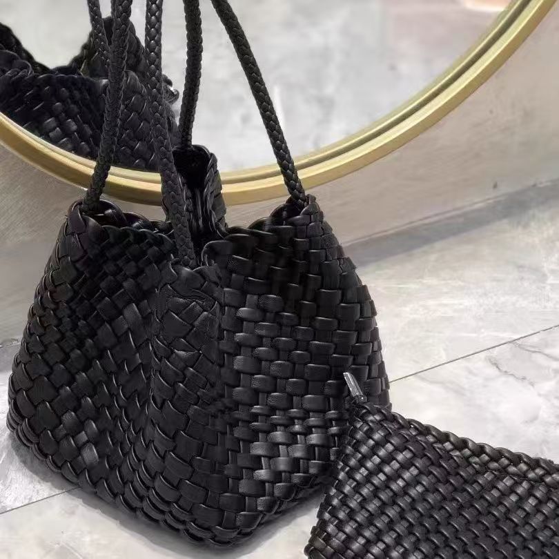 Handwoven Bag – Luxury Boho Woven Tote-Silver-Free Shipping Leatheretro