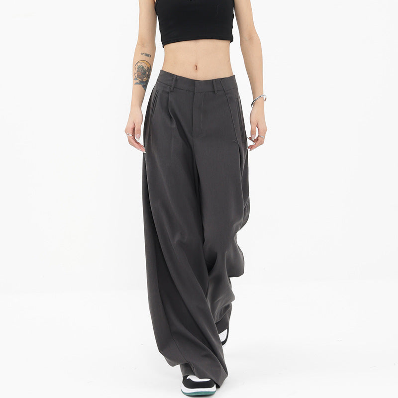 Designed Women Fall Straight Wide Legs Pants-Pants-Black-S-Free Shipping Leatheretro