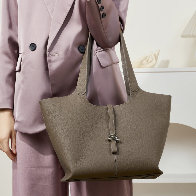 Premium Genuine Leather Bell Tote Bag-Handbags-Black-Free Shipping Leatheretro