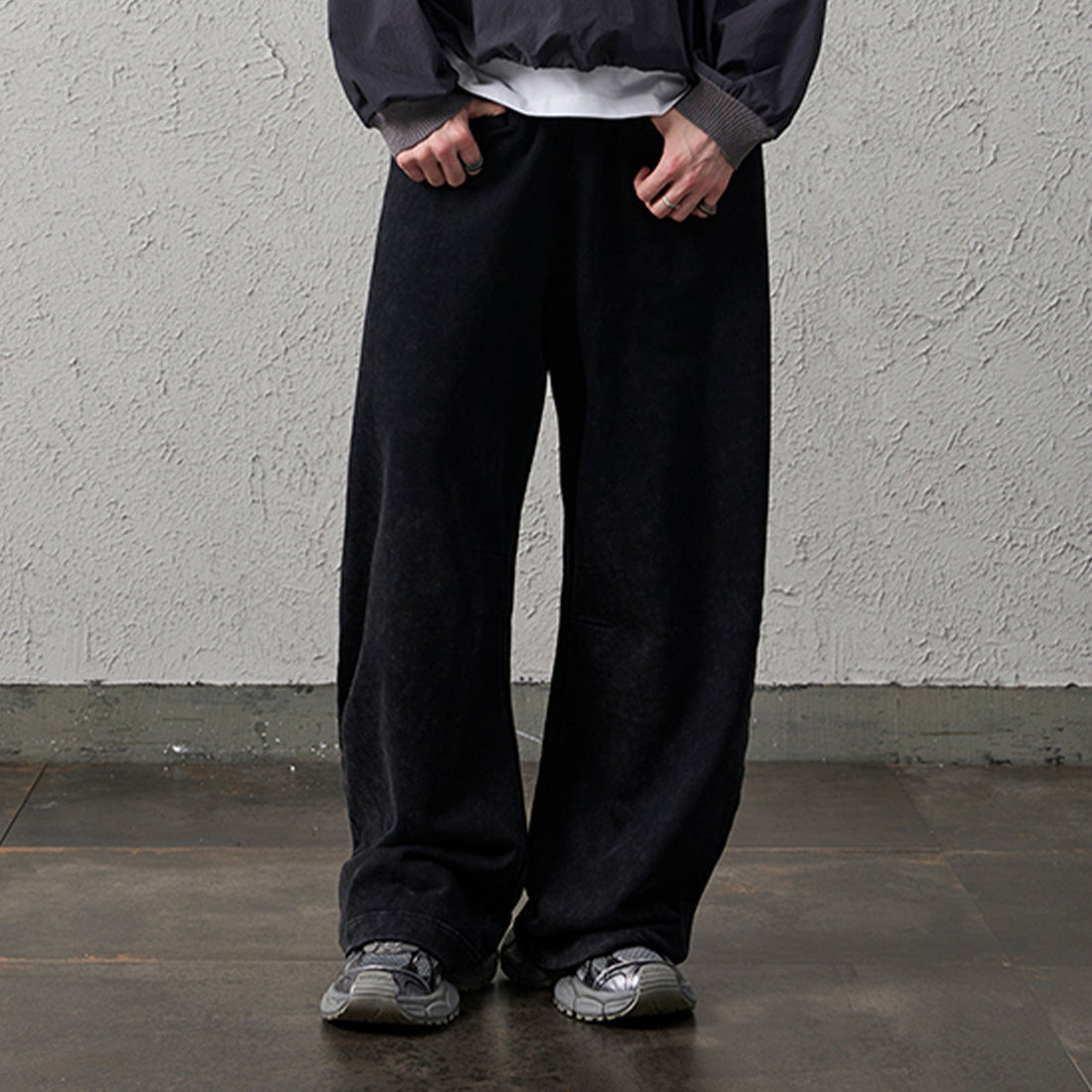 ORGANIC EMOTION Waxed-Wash Oversized Curved Pants-Pants-M-Free Shipping Leatheretro