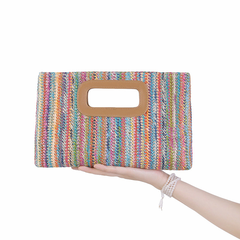 Vacation Style Straw Woven Handbag with Detachable Chain-apricot-29x19x5CM-Free Shipping Leatheretro