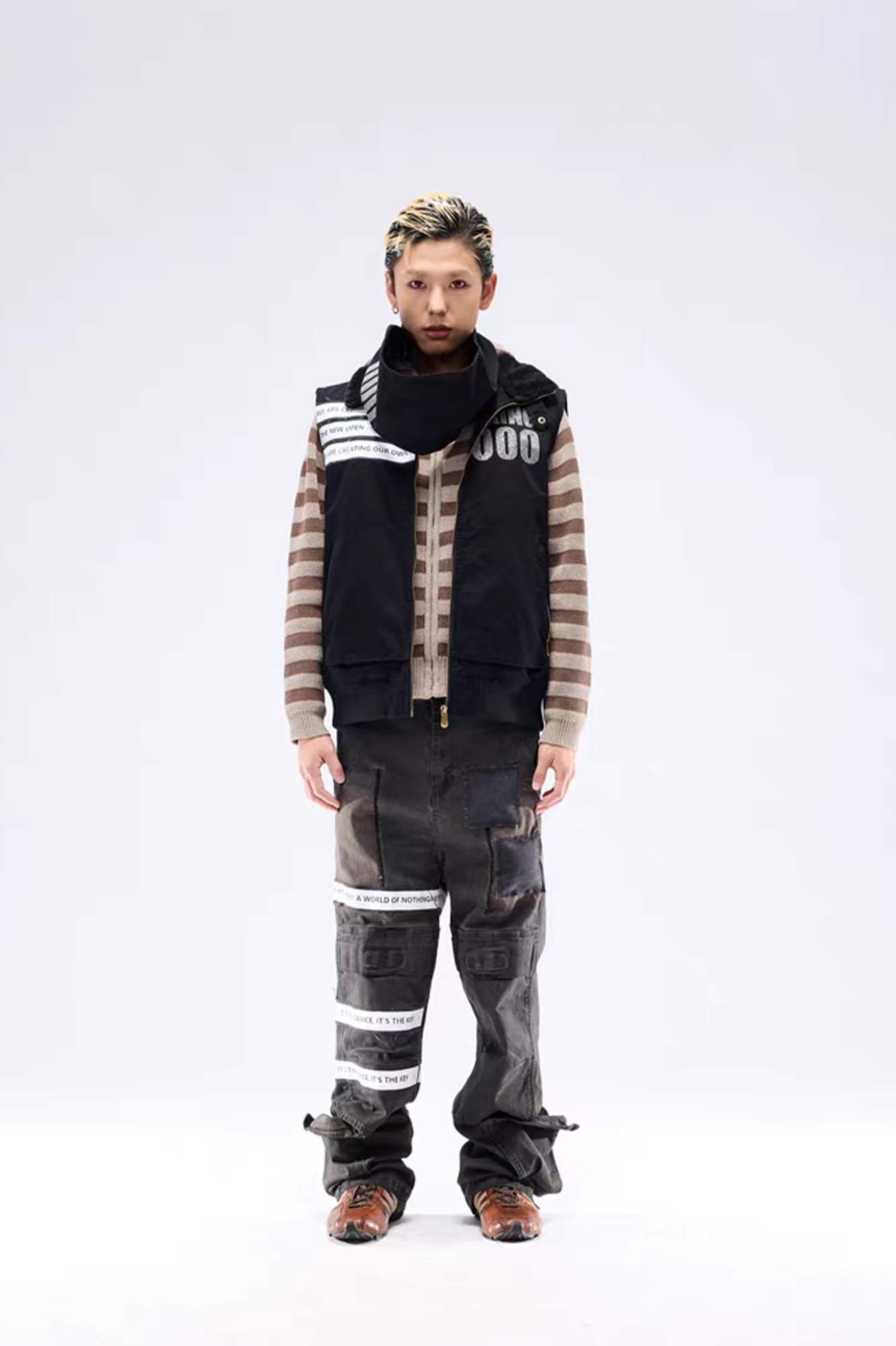 NOTHINGNESS WORLD Padded Funnel-Neck Zip Vest-Vest-S-Free Shipping Leatheretro