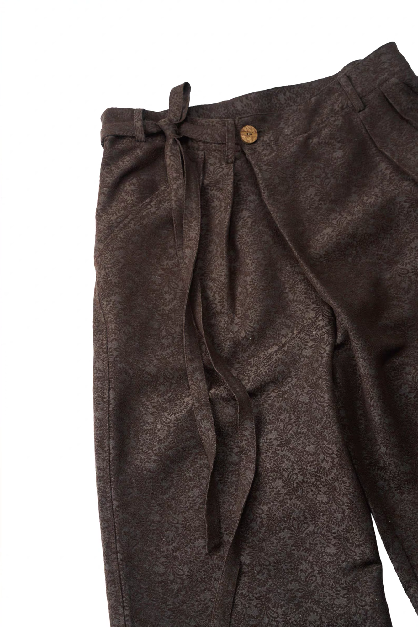 GONGHE REPUB Damask Jacquard Wrap-Tie Pants-Pants-S-Free Shipping Leatheretro