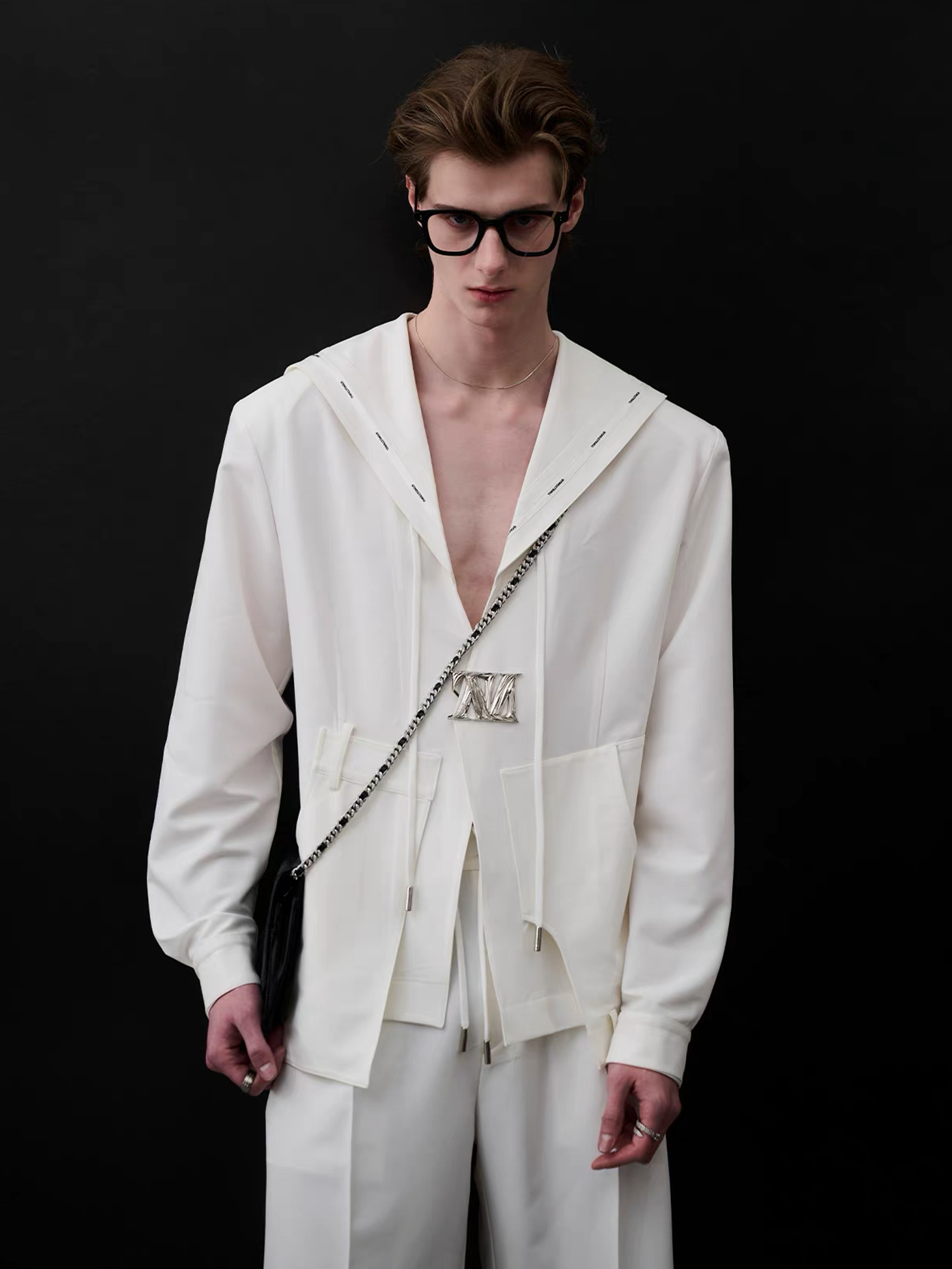 TIWILLTANG Minimal Sailor Collar Shirt-Shirt-S-White-Long-Free Shipping Leatheretro