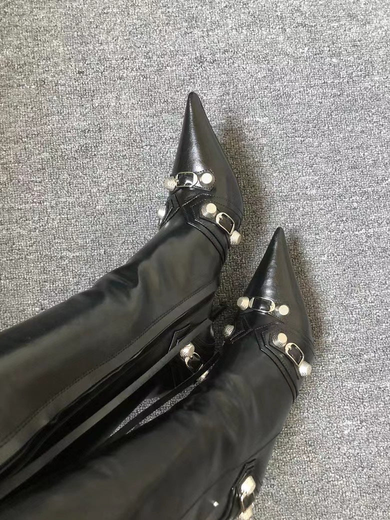 Sexy Peep Toe Rivet Plus Sizes Women Boots-boots-A-34-Free Shipping Leatheretro