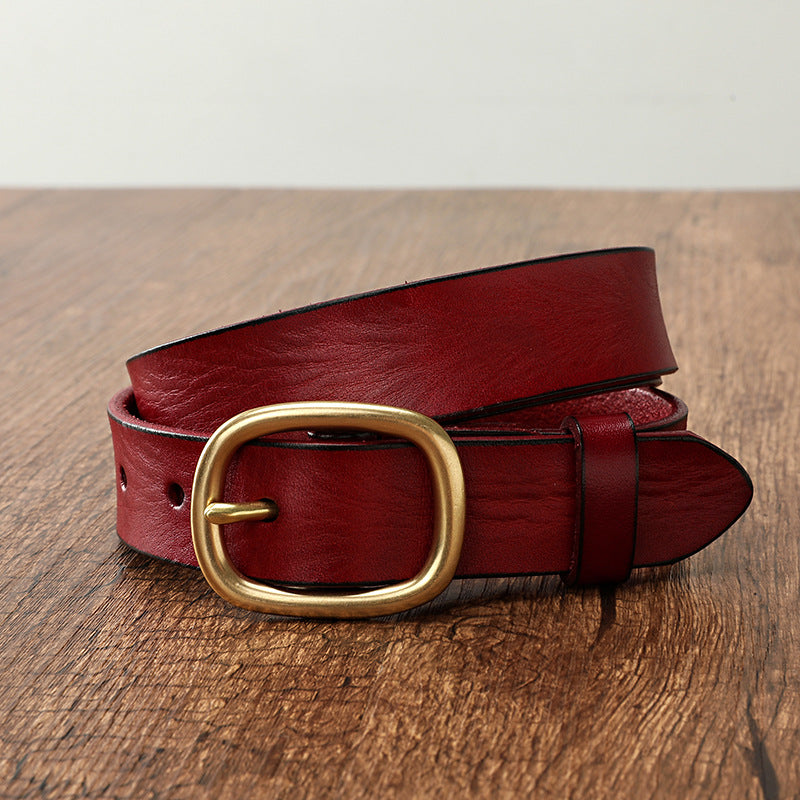 Women's 3.0" Wide Genuine Leather Belt-Green-105-125-Free Shipping Leatheretro