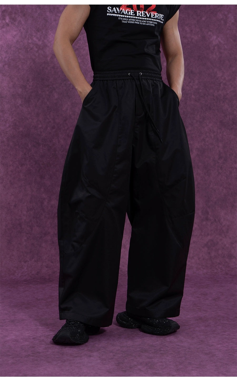 CLP Men's Wide Leg Cargo Joggers-White-M-Free Shipping Leatheretro