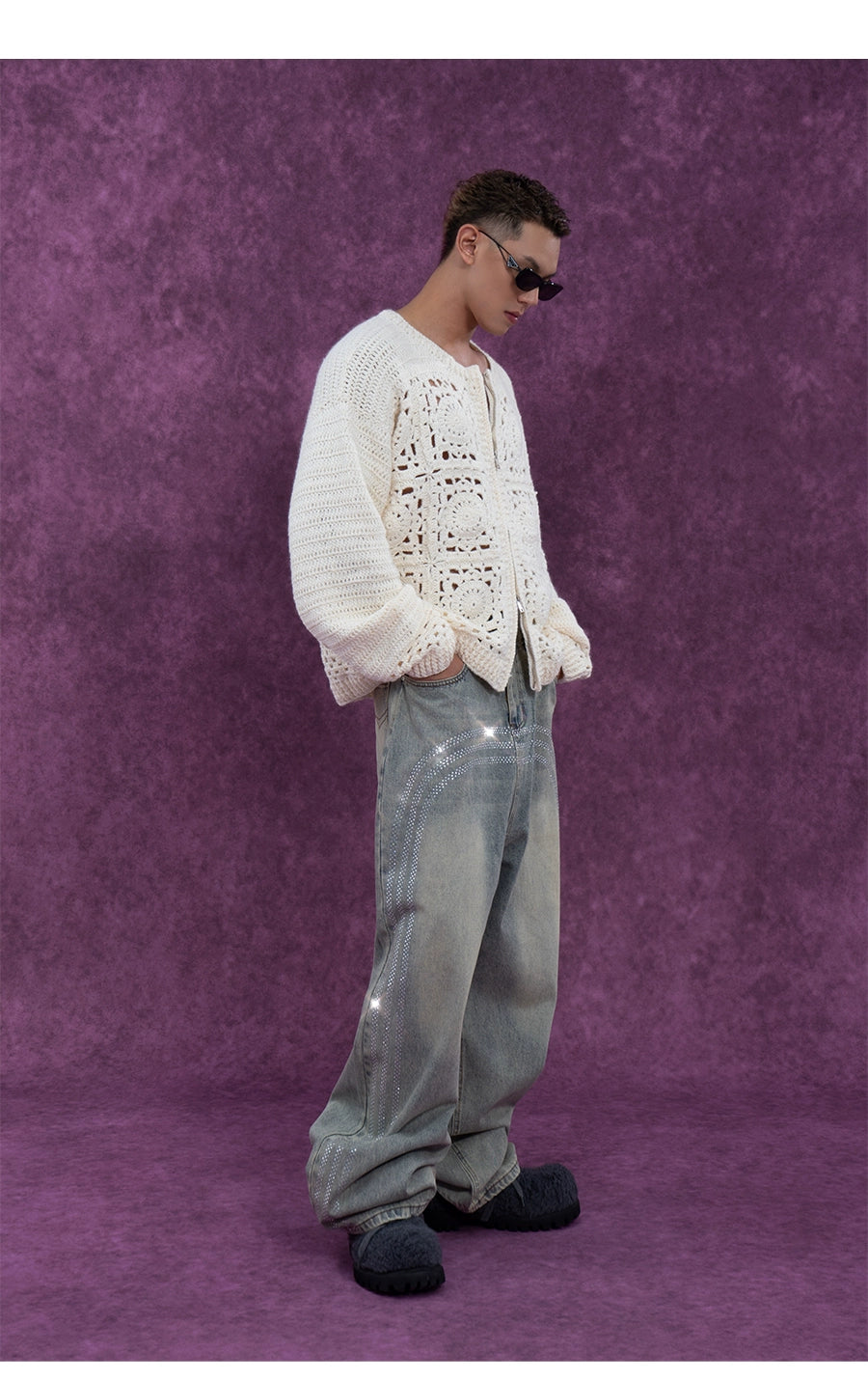 CLP Men's Apricot Crochet Knit Sweater-Apricot-One Size-Free Shipping Leatheretro