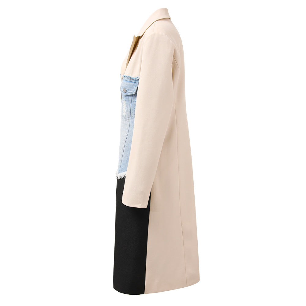 Designed Luxury Contrast Color Long Outerwear-Outerwear-The same as picture-S-Free Shipping Leatheretro