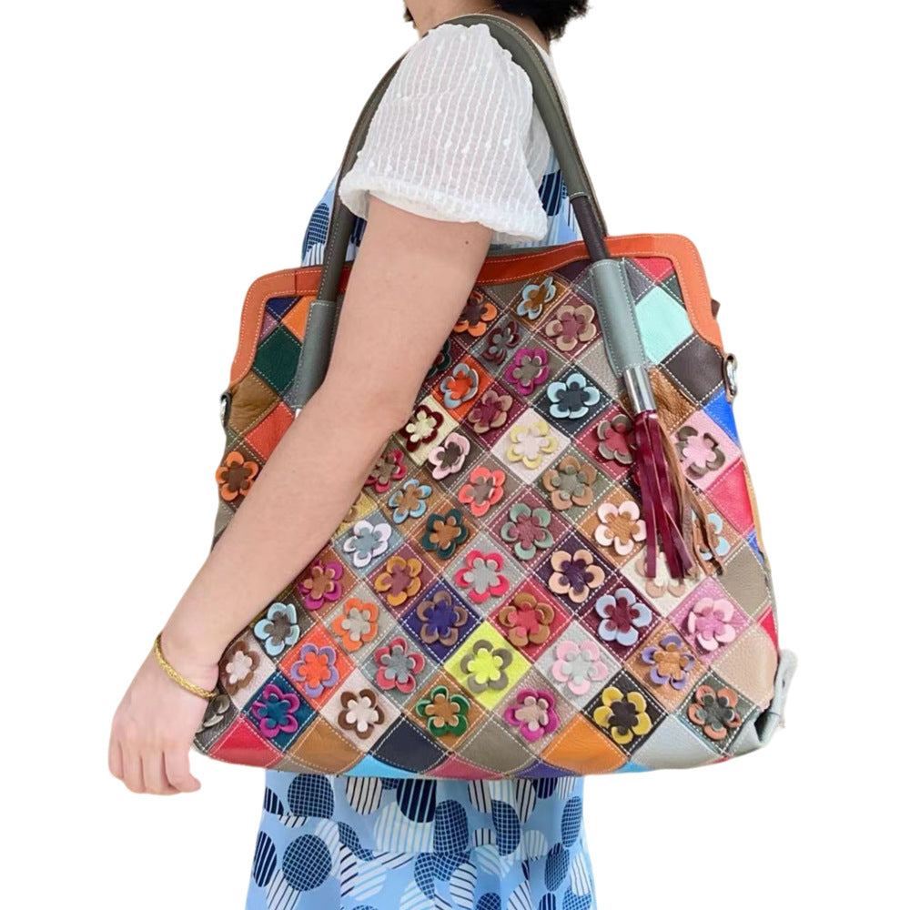 Handmade Designed Large Genuine Top-Grain Leather Crossbody Bag-Colorful-Free Shipping Leatheretro