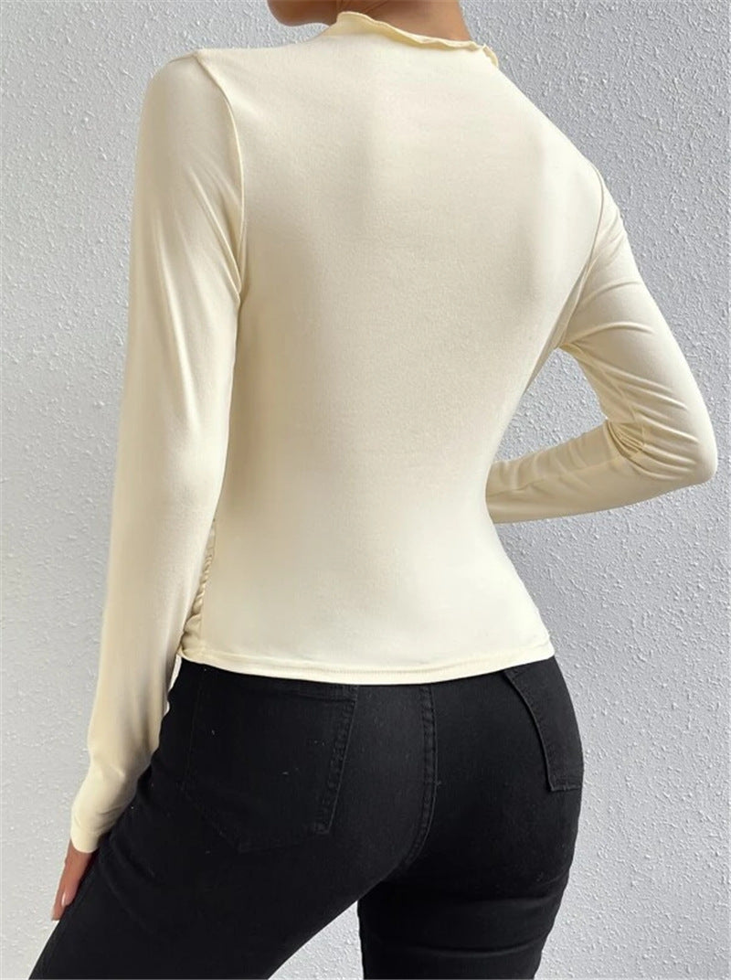 Designed Sexy Long Sleeves T Shirts-Shirts & Tops-Apricot-S-Free Shipping Leatheretro