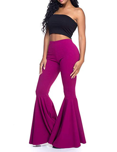 Sexy High Waist Mermaid Flare Pants-Pants-White-S-Free Shipping Leatheretro